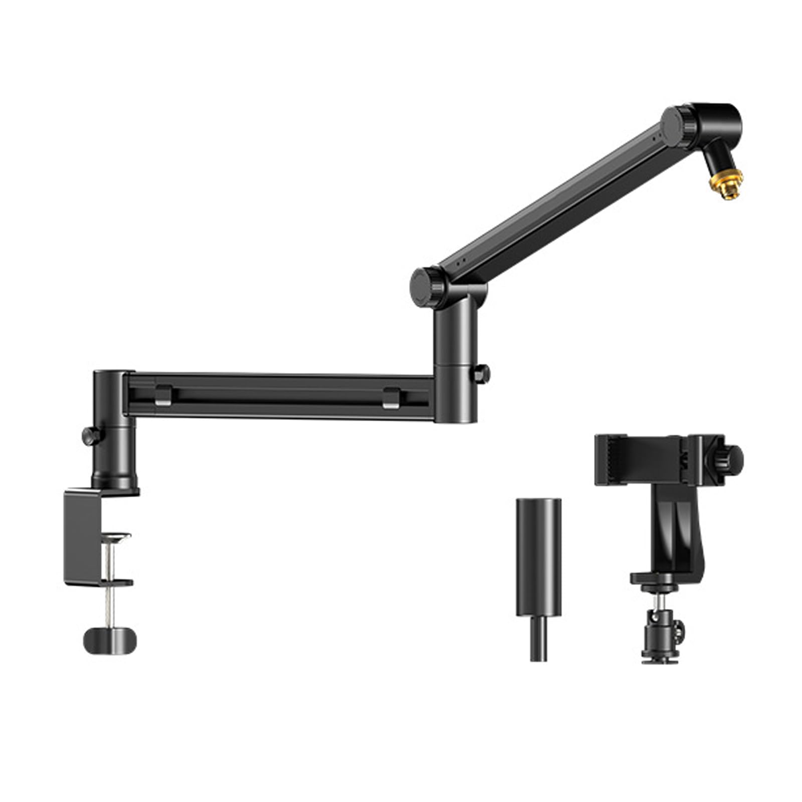 Soporte de montaje estable para micrófono, brazo articulado de 3 articulaciones con enrutamiento de cable, equipo de micrófono ajustable