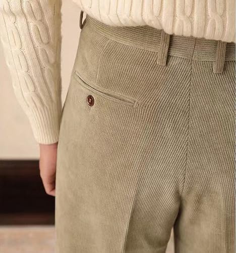 Mens Corduroy Pants Casual Warm Winter Leisure Straight Wide Leg Vintage Dress Trousers for Men4