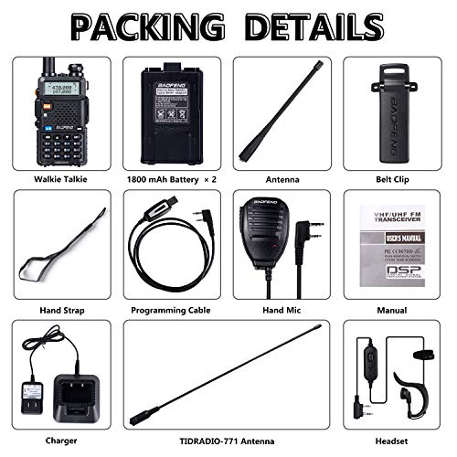 Baofeng Uv-5R 8 Watt Ham Radio Baofeng Radio With Extra 1800Mah Battery And Tidradio 771 Antenna Dual Band Ham Radio Handheld Includes Full Kit Baofeng Walkie Talkie #TOP6