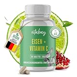 Vitabay Eisentabletten Mit 40mg Natürlichem Vitamin C - 365 Vegane Tabletten - Eisenbisglycinat Eisen Hochdosiert - Eisentabletten Mit Vitamin C Eisen Hochdosiert Vegan Mit Hoher Bioverfügbarkeit