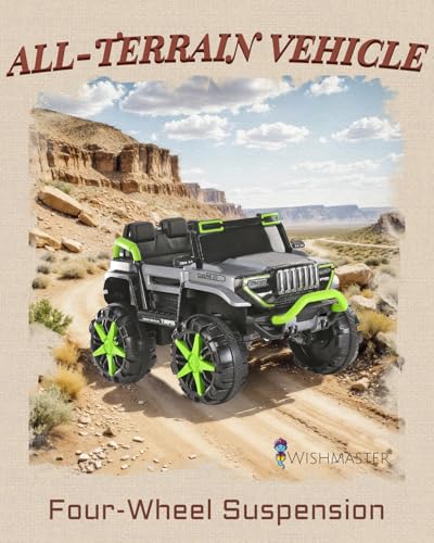 Image of Driving EV Cars for 1, 2, 3, 4, 5, 6 Years | Remote + Steering + Mobile App Control | Kids Jeeps (Thar Jumbo Size Jeep [1-8 Year Kids], Silver /Green)