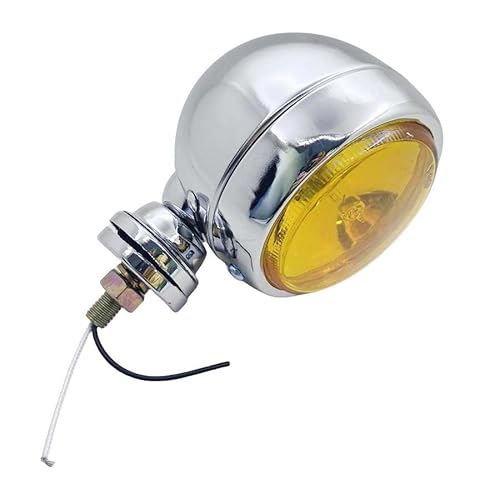 1PC 3,54 "Chrom Universal Motorrad Frontscheinwerfer Zusatzpunkt Nebelscheinwerfer Gelb Linse Licht für Harley Davidson Ducati Benelli