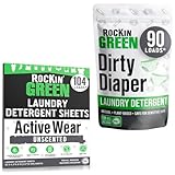 Rockin' Green Active Wear Travel Laundry Detergent Sheets Unscented (104 Loads)...
