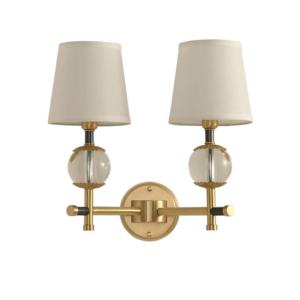ASerZenith Led Wall Lamp, Bedroom Single Head, Hotel Room Corridor Pure Copper Wall Sconces, Double Headation Fixture(Double Head)