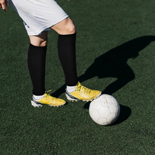 3 Pairs Soccer Leg Sleeves Kid Soccer Sleeve Socks Sock Pre-Cut Soccers Sleeves Athletic Socks for Youth Boys Girls Men Women Football Baseball Softball Rugby Festival Gifts 12.5 Inch Black Nylon4