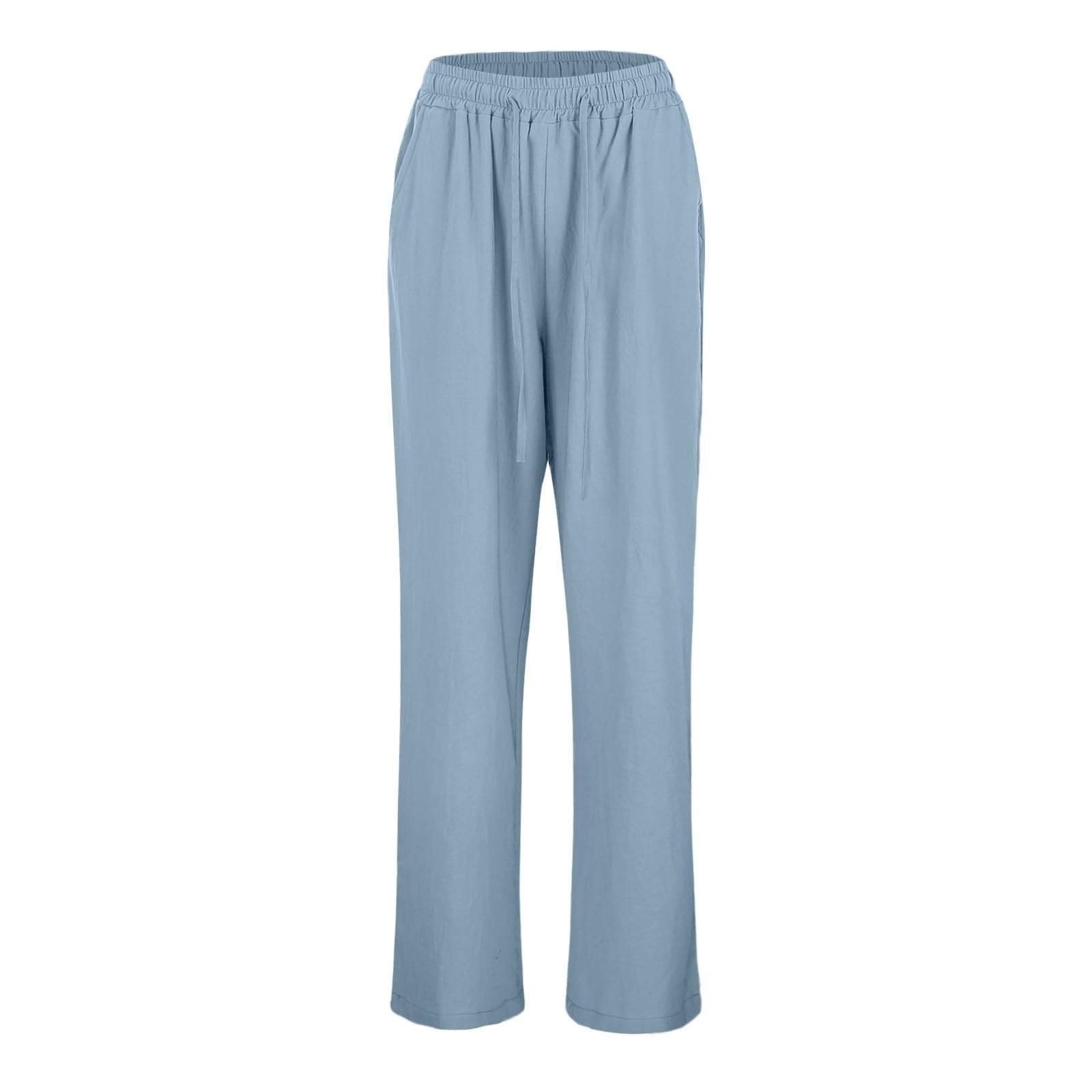 Pantalones de Verano Niña Algodón y Lino Cintura Elásticos Bolsillos Cordón Sueltos Causal Ligero Transpirable Deportivo 4-15 años