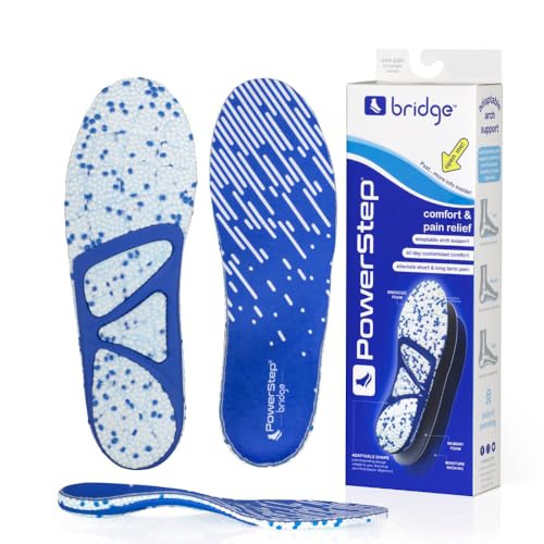 PowerStep Bridge, Flexible Arch Insoles, Comfort Memory Foam Insert, Plantar Fasciitis Pain Relief, Adaptable Arch Support, Neutral Arch, Shoe Inserts, Unisex (Men 4-5.5, Women 5-6.5)