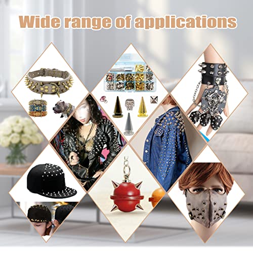 Spikes For Clothing, Studs For Clothing, 165 Sets Of Spike Studs, Punk Style Croc Spikes, 3 Colors, 7 Shapes, Pentagram, Pyramid, Skull, Etc. With A Full Set Of Setting Tools #TOP1