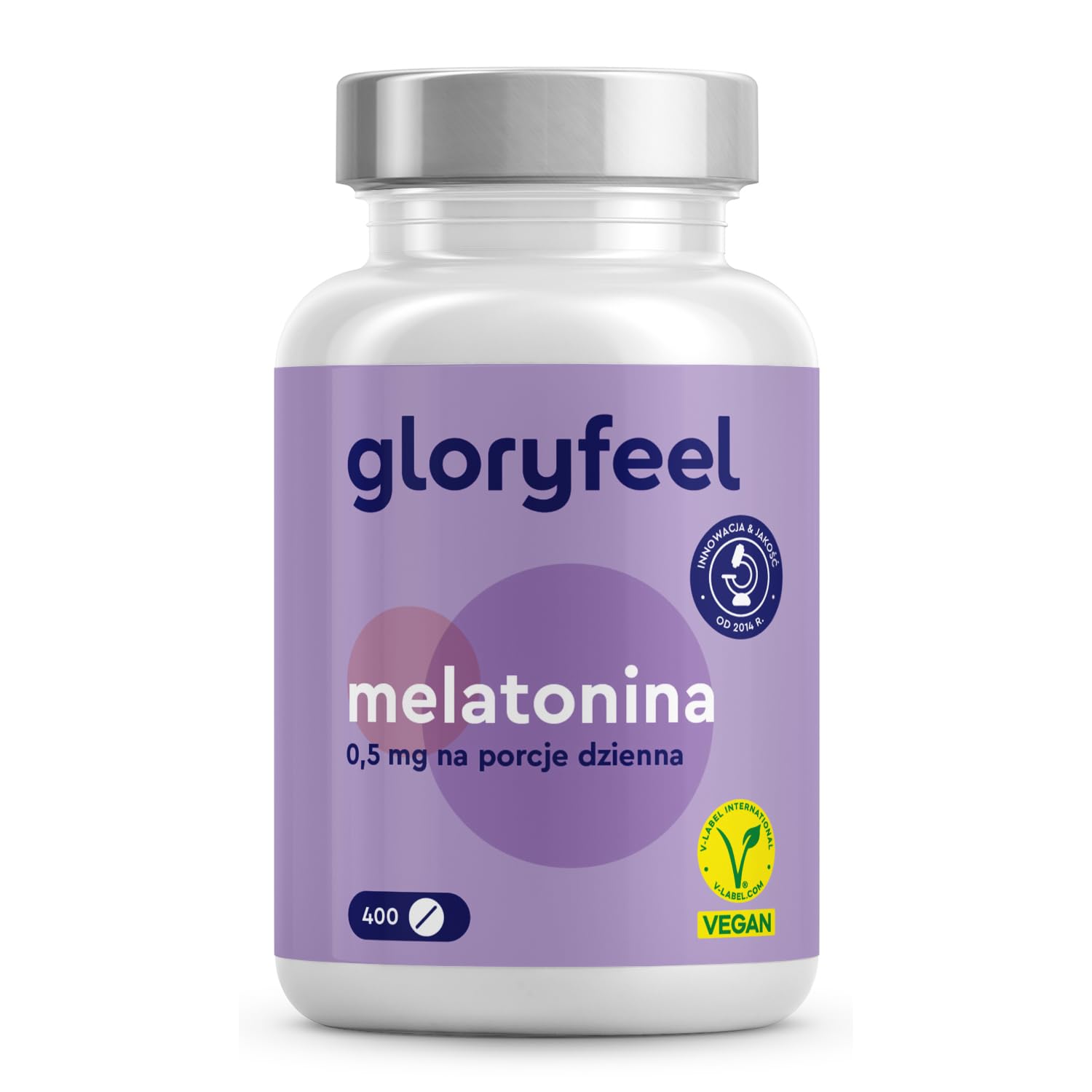 Melatonina - Wysoka dawka - 400 tabletek (13 miesięcy) - 0,5 mg bioaktywnej melatoniny na dzienną dawkę - 100% wegańska - Testowane laboratoryjnie - Wyprodukowano w DE bez niepotrzebnych dodatków