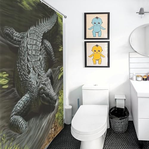 Rideau de douche crocodile imperméable et résistant pour baignoire - 3