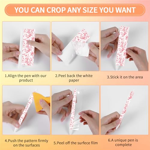 Image of CRASHOT UV DTF Pen Wrap - 40 pcs Bow Pen Wraps, Pink & Blue Bow UV DTF Transfer Stickers, Flower Floral Design Waterproof Uvdtf Wraps, Back to School Personalized DIY Pen