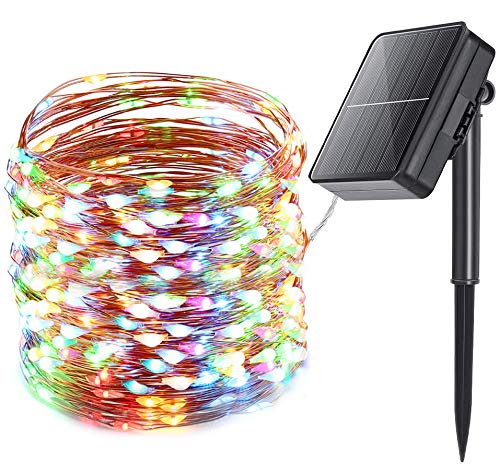 Qedertek Luces Solar Guirnaldas Exterior, Cadena de luces de Alambre 24M 240 LED, Luces Guirnaldas Luminosas Decoraciones, Luz Colores para habitaciones
