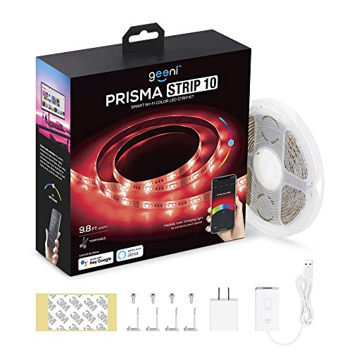 Image of Geeni Prisma Strip Smart LED Strip Lights, Indoor /Outdoor Adhesive, 9.8 ft. | Adhesive mount, Alexa & Google Home compatible, no hub required, 3m light strips