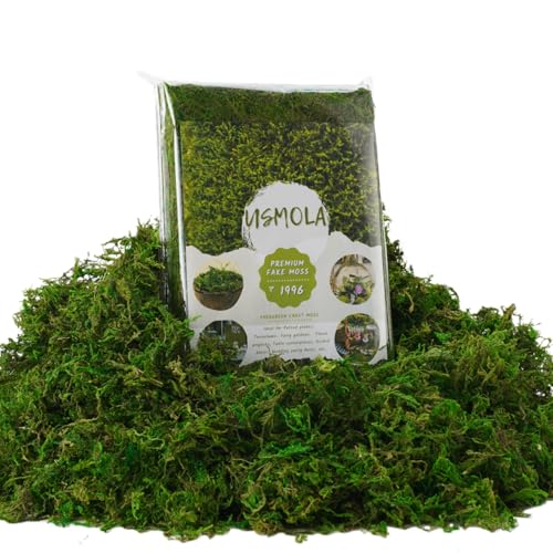 USMOLA Green Moss for Crafts - 4OZ Fake Moss for Indoor Plants Terrariums Fairy Gardens & Tabletop Displays | Perfect for Miniature Scenes Pot Filler & Home Decor Projects