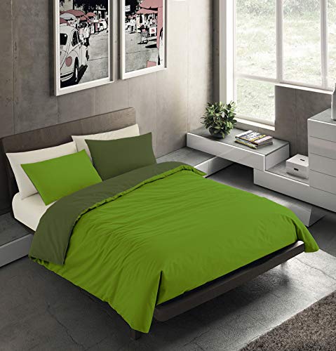 Banzaii Juego de Funda Nórdica Reversible 100% Microfibra 3 Piezas para Cama de 180 – 1 Funda Edredón Nórdico 260x220 cm + 2 Fundas de Almohada 45x110 cm, Verde Militar/Verde
