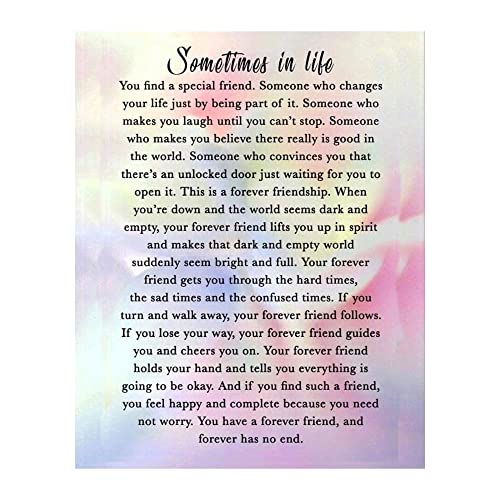 Inspirational Friendship Wall Art Print – 'Sometimes in Life' Quote Poem for Best Friend, Sister,...
