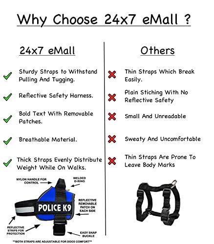 Image of 24x7 eMall Dog K9 Police Harness Dog Vest Loop Straps and Handle and Adjustable (XL- 28-38 Inch Girth, Blue)