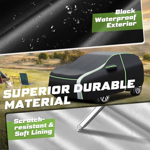 Image of Mixsuper Liner Car Cover for Ford Edge 2007-2026, 7 Layers Full Car Cover All Weather Car Covers for Ford Edge, Waterproof Outdoor Cover with Zipper Door Reflective Strips