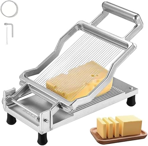 チーズスライサー バターカッター ステンレス鋼ナイフワイヤー 1CM/2CM均一スライス厚さ 操作簡単 多機能 家庭用・業務用 チーズ・パン・ソーセージ・野菜・ランチョンミートに最適 (10MM)