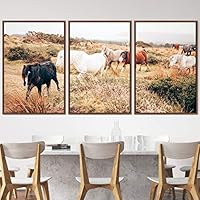 3 Piece Framed Canvas Wall Art A Friend with Me Animals Farmhouse Fun Horse Living Room - 16