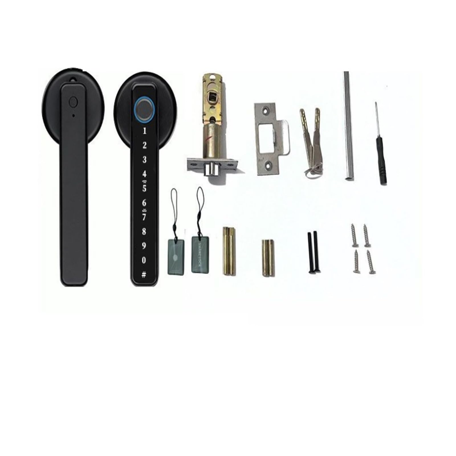 Serrure intelligente à empreintes digitales, entrée sans clé, Bluetooth, for porte de bureau, maison, code d'accès, carte numérique(Zwart)