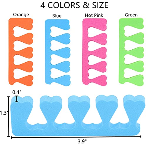48pcs sponge toe separators pedicure set for nail polish- premium nail art painting and polishing tool kit 4 funy color