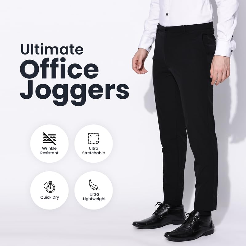 Image of BLUE TYGA Ultimate Office Joggers for Men | Wrinkle Free & Lightweight Joggers for Men | Ultra-Stretchable Pants for Office & Parties