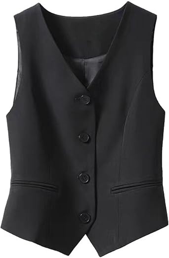 FindThy Womens Waistcoat Vest V Neck Button Down Fashion Dressy Blazer Jacket