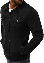 Jaqueta Jeans Masculina Preta Estilo Clássico Premium