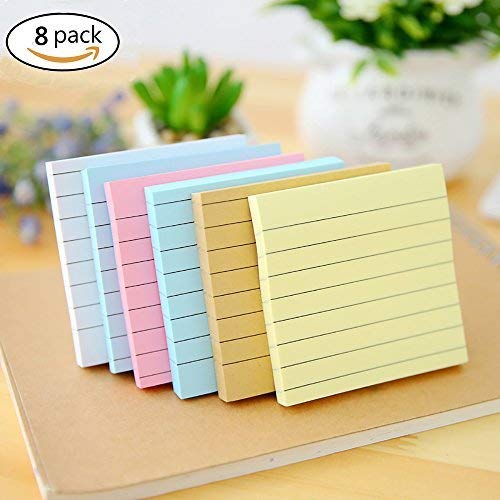 Sticky Notes, Self-Stick Notes Memo Notes, Lined, 3