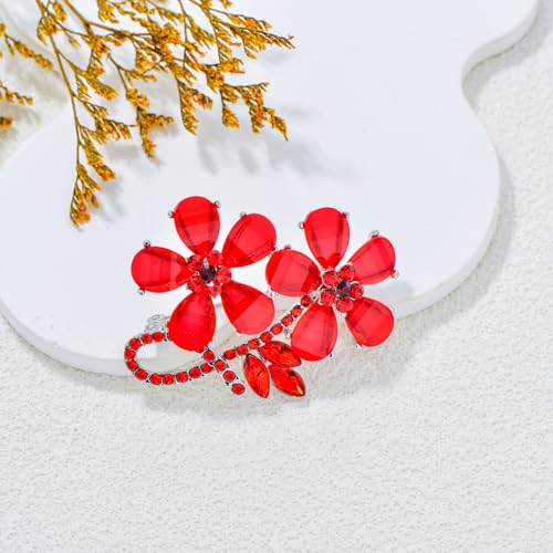 Image of Rhinestone Flower Brooch - Crystal Flower Pin for Women - Valentine's Day & Mother's Day Gift