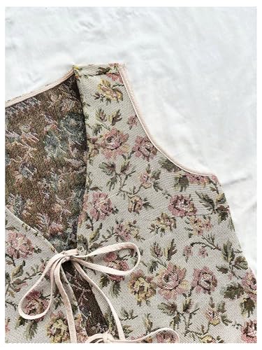 GORGLITTER Women's Plus Size Embroidered Floral Boho Vest Tops Bow Tie Front V Neck Vintage Country Concert Outfits3