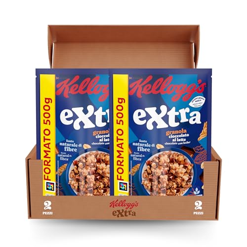 Kellogg's Cereali Integrali Extra, con Cioccolato al Latte, 500 G