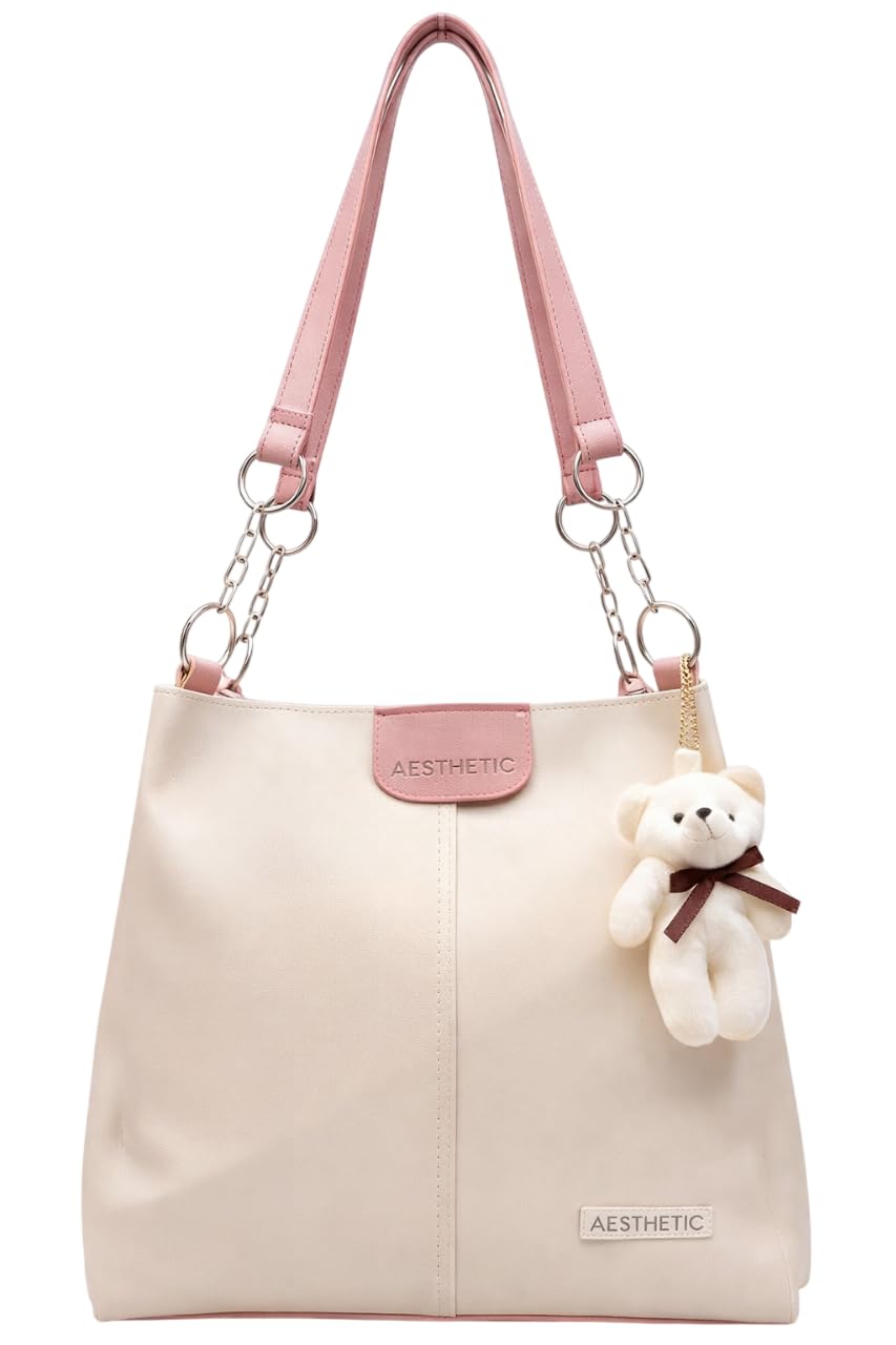 AESTHETIC Women’s Shoulder Handbag | Elegant PU Leather Tote with Chain Strap | Stylish Daily Use Purse for Office, College & Casual Outings-T-06