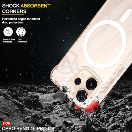Image of AESTMO Clear Back Cover for Oppo Reno 15 Pro 5G | 360 Protection | Transparent Back Cover for Oppo Reno 15 Pro 5G (PC + TPU, Compatible with MagSafe Accessories, Transparent Bumper)