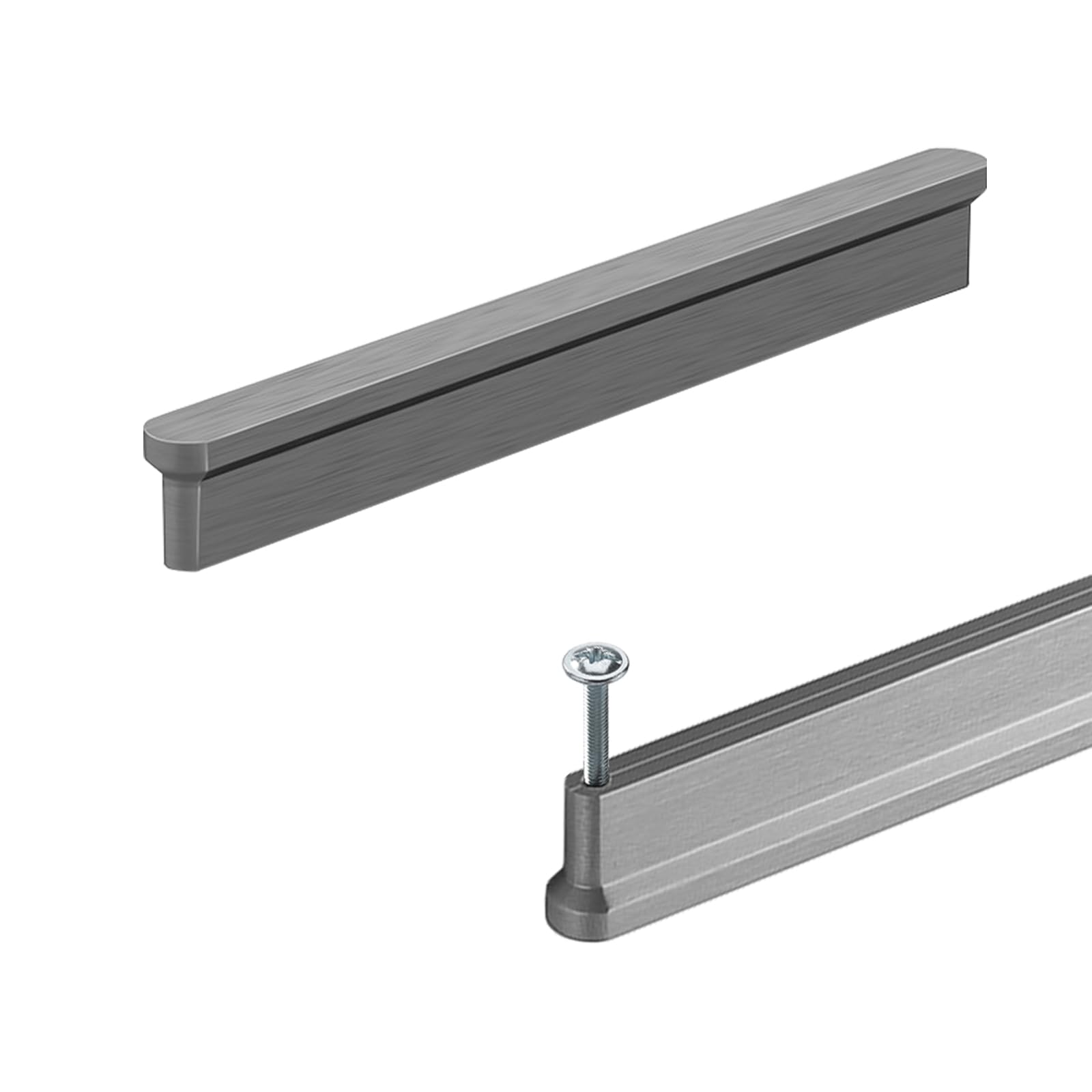 Szlxjmfl Grey Kitchen Cabinet Handles Modern, 2 Pack Cupboard Handles Solid Aluminum Alloy | Anodized Surface, Hole Centers: 96-960Mm T-Shape Drawer Handles 128Mm/5In