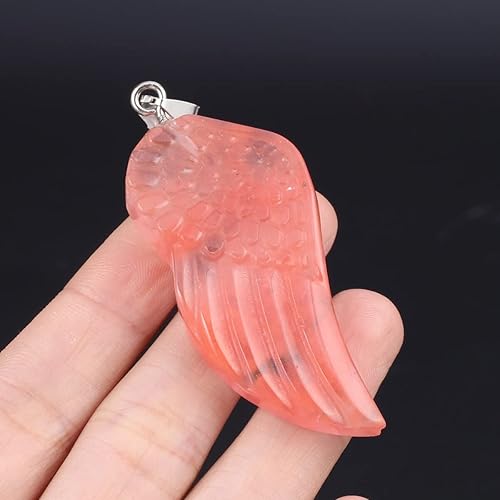 Miniatura 6 de HXSCOO Colgante de piedra natural, alas de ángel, con forma de bendición, exquisitos dijes para hacer joyas, pulseras, collares y accesorios (color