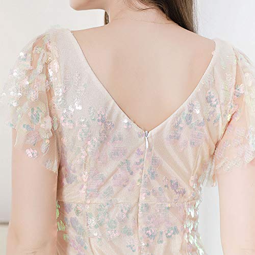 Image of ROYAL SMEELA Sequin Dresses for Women Mini Cocktail Dress Ruffle Sleeve V Neck Glitter Party Dresses for Women Evening