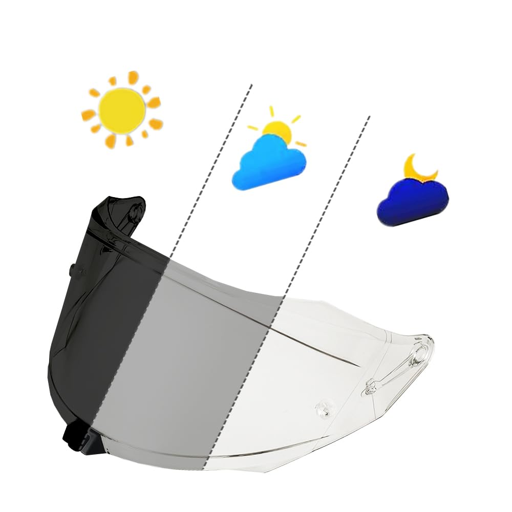 ANSUNDA Photochromic Helmet Visor Shield for R2R,UV Protection Motorcycle Helmet Visor Compatible with KYT R2R (Photochromic Clear)