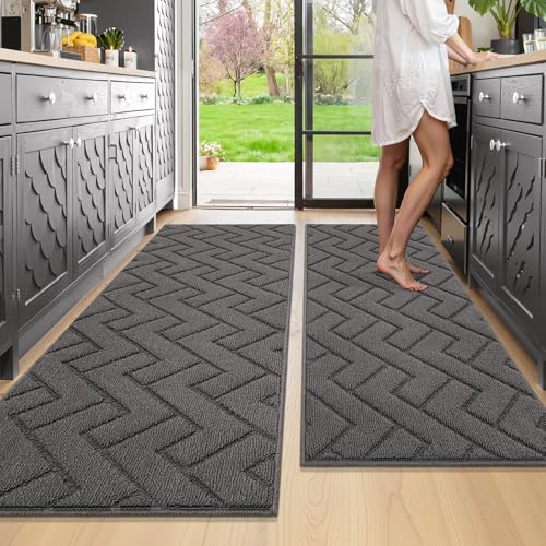 Image of hicorfe Kitchen Runner Rug,20 inchx59 inch+20 inchx48 inch Kitchen Set,Non-Slip Kitchen Mat