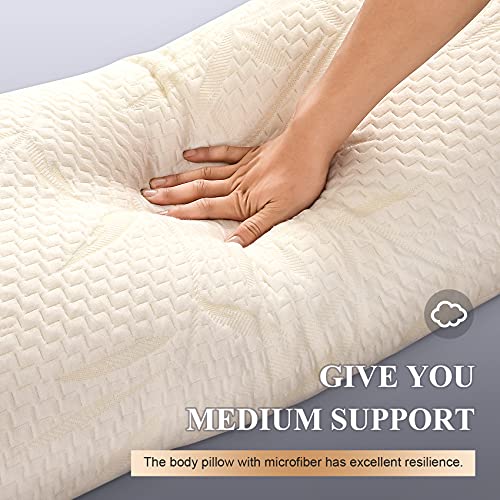 Decroom Full Body Pillow -Zipped Bamboo Cover-Breathable Cooling For Pregnancy And Long Side Sleeper-20 X 54 Inch #TOP3