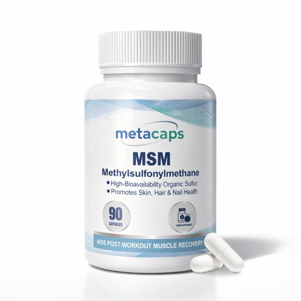 MetaCaps Pure MSM (Methylsulfonylmethane) 580mg – 90 Veg Capsules | High-Purity Organic Sulfur | Advanced Joint Comfort, Skin Health & Collagen Support | Supports Detoxification & Muscle Recovery | Non-GMO & Vegan-image-48