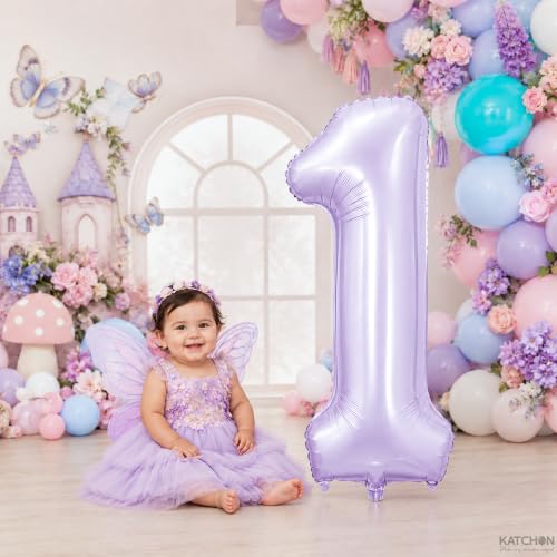 Image of KatchOn 40 Inch Light Purple Number 1 Balloon for 1st Birthday Decoration