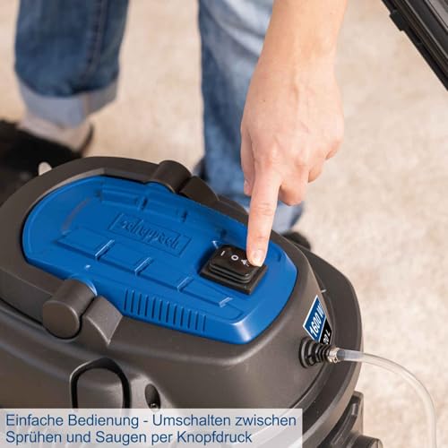 Scheppach sprej i usisavač za pranje SprayVac20 | 5u1 funkcije: suho i mokro usisavanje, prskanje, ispuhivanje, filtriranje | Snaga 1600W | Spremnik za prljavu vodu od 20 L od čelika | uključujući opsežnu dodatnu opremu