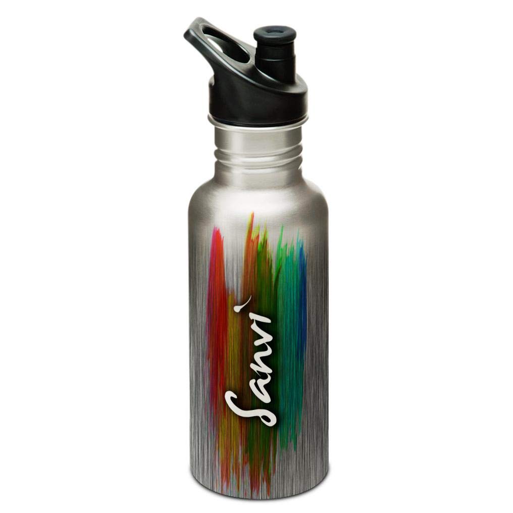 Hot Muggs"Sanvi" Me PaintBrush Stainless Steel Sports Cap Water Bottle, 600ml