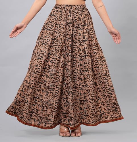 Image of Women's Rayon Printed Flared Skirt (Skirt87)