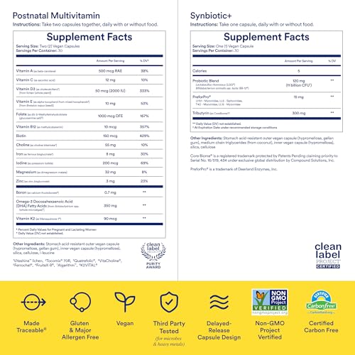 Ritual Postnatal Multivitamin and Gut Duo Supplements with Postnatal Vitamins and Synbiotic+: 3-in-1 Probiotic, Prebiotic, Postbiotic, Supports Lactation, and Gut Health, 30 Day Supply - image 6