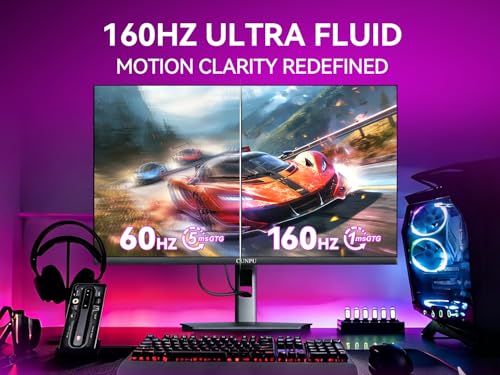 Image of CUNPU 27 inch 4K 160Hz Ultimate Gaming Monitor, UHD Fast IPS 1ms, G-Sync Compatible & FreeSync, 99% DCI-P3, HDR400, HDMI 2.1 for PS5 /Xbox 4K 120Hz, Full Ergonomic Stand