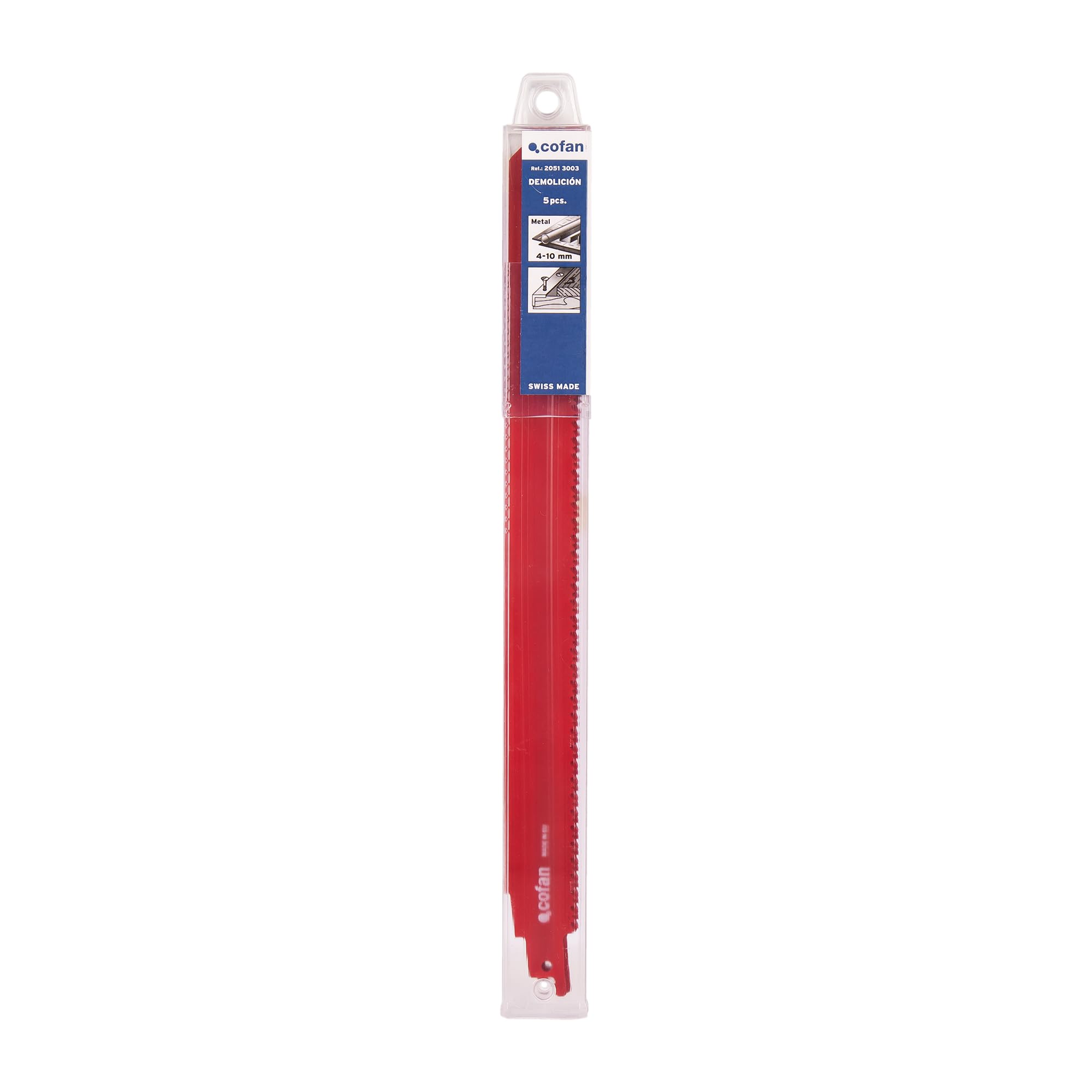 Cofan Hojas de sierra de sable bimetálicas para demolición 5 piezas 280 x 8-10 mm, Hojas universales cortes exigentes en multimaterial, Dentado triscado