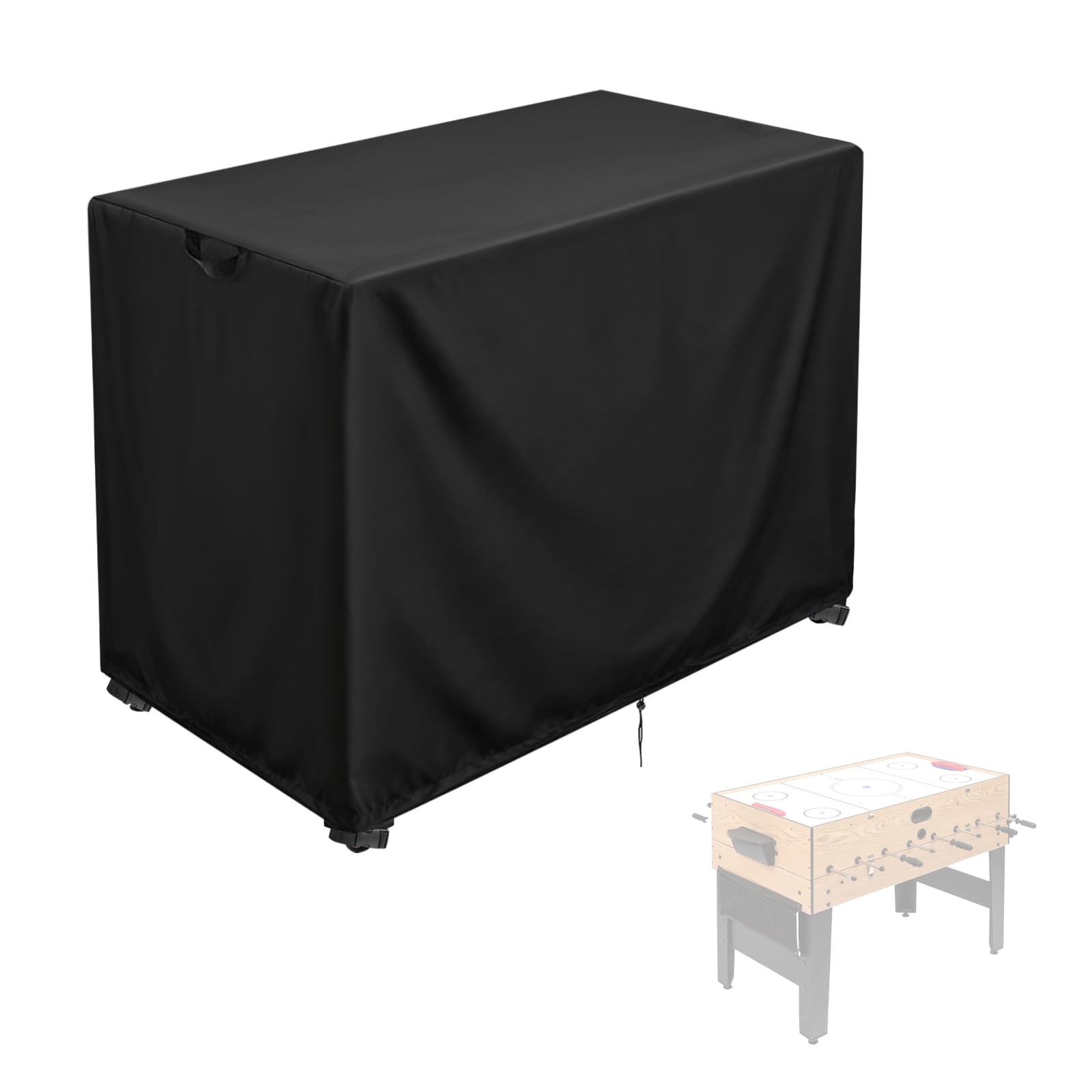 Flymer Multi Games Table Cover Waterproof, 110 x 65 x 70 cm 420D Heavy Duty Arcade Machine Cover for 4 in 1 Games Tables, Football Table, Pool Tables, for Indoor Outdoor Use, Black